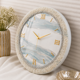 Arctic Pearl Luxury Resin Wall Clock – Handmade White & Ice Blue Statement Décor - Image 1