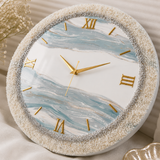 Arctic Pearl Luxury Resin Wall Clock – Handmade White & Ice Blue Statement Décor - Image 3