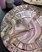 Pink Allure Resin & Glass Wall Clock - Elegant Handmade Designer Clock for Modern Homes - Image 2