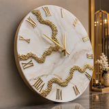 Luxury Ivory Marble & Gold Resin Wall Clock – Handmade Premium Home Décor - Image 2