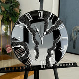 Black Ice Radiance Resin Wall Clock with Silver Touch – Luxury Handmade Designer Timepiece - Image 2
