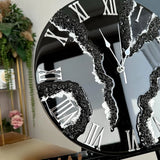 Black Ice Radiance Resin Wall Clock with Silver Touch – Luxury Handmade Designer Timepiece - Image 3