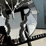Black Ice Radiance Resin Wall Clock with Silver Touch – Luxury Handmade Designer Timepiece - Image 4