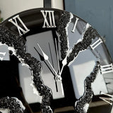 Black Ice Radiance Resin Wall Clock with Silver Touch – Luxury Handmade Designer Timepiece - Image 5