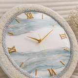 Arctic Pearl Luxury Resin Wall Clock – Handmade White & Ice Blue Statement Décor - Image 4