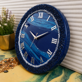 Ocean Sapphire Luxury Resin Wall Clock – Handmade Blue & Silver Statement Décor - Image 4