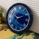 Ocean Sapphire Luxury Resin Wall Clock – Handmade Blue & Silver Statement Décor - Image 2