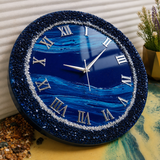 Ocean Sapphire Luxury Resin Wall Clock – Handmade Blue & Silver Statement Décor - Image 3