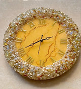 Celestial Yellow Resin Wall Clock  Luxury Handmade Artisan Timepiece for Elegant Home Décor - Image 2