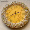 Celestial Yellow Resin Wall Clock  Luxury Handmade Artisan Timepiece for Elegant Home Décor