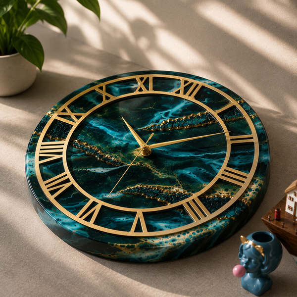 Vastu Approved Resin Wall Clock for Growth & Prosperity | Luxury Handmade Wall Decor