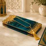 Luxury Teal Blue & Gold Resin Rehal – Handmade Quran Stand & Islamic Home Décor - Image 2