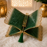 Luxury Emerald Green & Gold Islamic Resin Rehal – Handmade Quran Stand & Spiritual Home Décor - Image 3