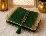 Luxury Emerald Green & Gold Islamic Resin Rehal – Handmade Quran Stand & Spiritual Home Décor - Image 6