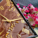 Golden Mocha Prism Luxury Resin Wall Clock – Handcrafted Geometric Statement Timepiece - Image 4