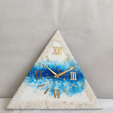 Arctic Ocean Prism Luxury Resin Wall Clock – Handcrafted Coastal Triangle Timepiece - Image 1