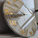 Cream Radiance Luxury Resin Wall Clock with Gold Veins – Handmade Designer Clock for Living Room - Image 2