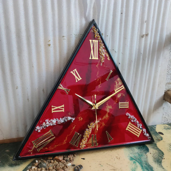 Ruby Royale Prism Luxury Resin Wall Clock – Handcrafted Geometric Statement Timepiece