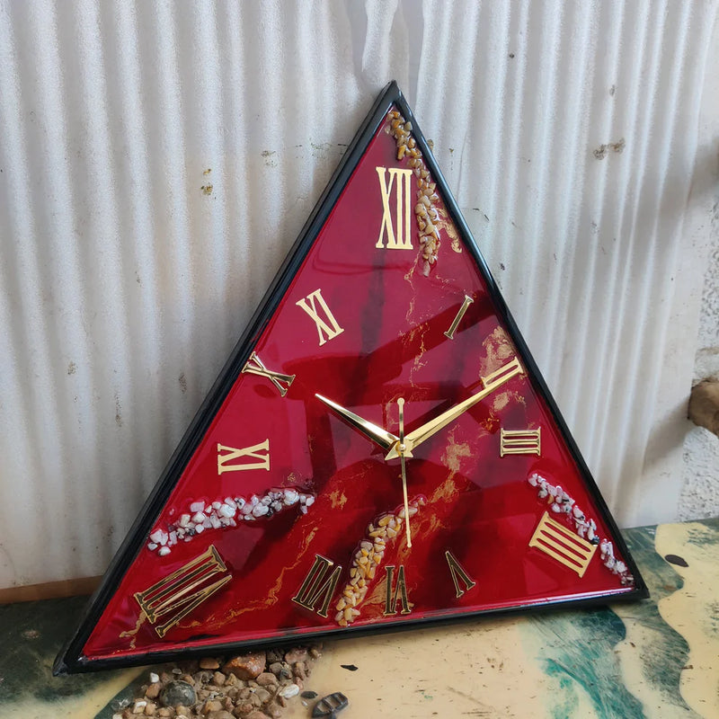 Ruby Royale Prism Luxury Resin Wall Clock – Handcrafted Geometric Statement Timepiece