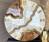 Champagne Geode Elegance Luxury Resin Wall Clock – Ivory Gold Roman Edition