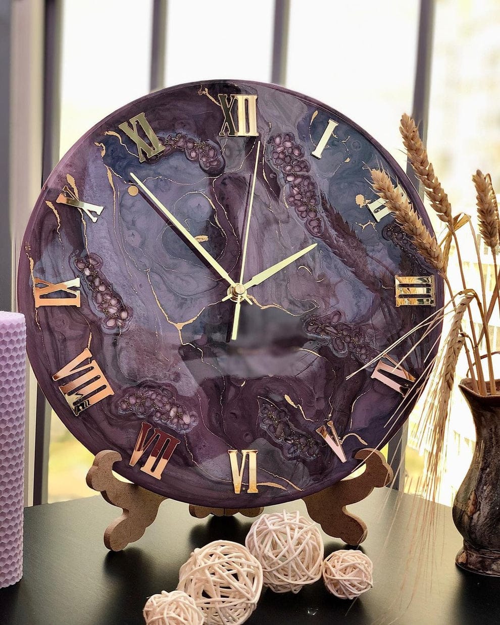 Royal Amethyst Resin Wall Clock