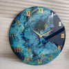 Azure Tide Resin Wall Clock – Handmade Blue Ocean Marble Décor