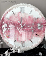 Rose Mist Delight Luxury Resin Wall Clock – Elegant Handmade Designer Clock for Living Room - Image 1