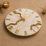 Luxury Ivory Marble & Gold Resin Wall Clock – Handmade Premium Home Décor - Image 3