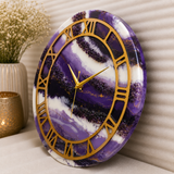 Royal Amethyst Luxury Resin Wall Clock – Handmade Purple Crystal Statement Décor - Image 3