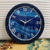 Ocean Sapphire Luxury Resin Wall Clock – Handmade Blue & Silver Statement Décor
