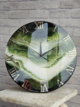 Olive Mist Grandeur Luxury Resin Wall Clock – Elegant Handmade Designer Clock for Living Room - Image 2