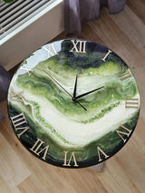 Olive Mist Grandeur Luxury Resin Wall Clock – Elegant Handmade Designer Clock for Living Room - Image 5