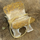 Luxury Ivory Pearl & Gold Islamic Resin Rehal – Handmade Quran Stand & Spiritual Home Décor - Image 3