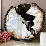 Black Ember Feather Resin Wall Clock - Luxury Designer Black Wall Art for Modern Homes - Image 1