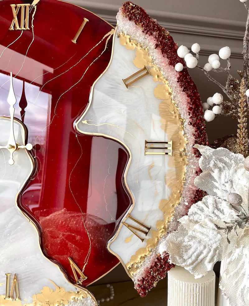 Red Velvet – Luxe Resin Wall Clock by Sewena