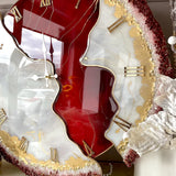 Red Velvet Resin Wall Clock - A Statement of Bold Luxury - Image 4