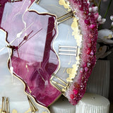 Pink Velvet Resin Wall Clock - Luxury Designer Pink Wall Decor for Modern Homes - Image 2