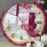 Pink Velvet Resin Wall Clock - Luxury Designer Pink Wall Decor for Modern Homes - Image 3
