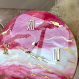 Pink Aura Marble Resin Wall Clock – Luxury Handmade Designer Timepiece for Modern Home Décor - Image 4