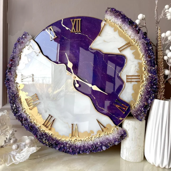 Purple Orchid – Luxury Resin Wall Clock