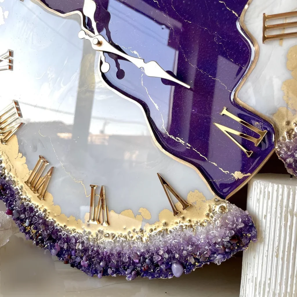 Purple Orchid – Luxury Resin Wall Clock - Image 2