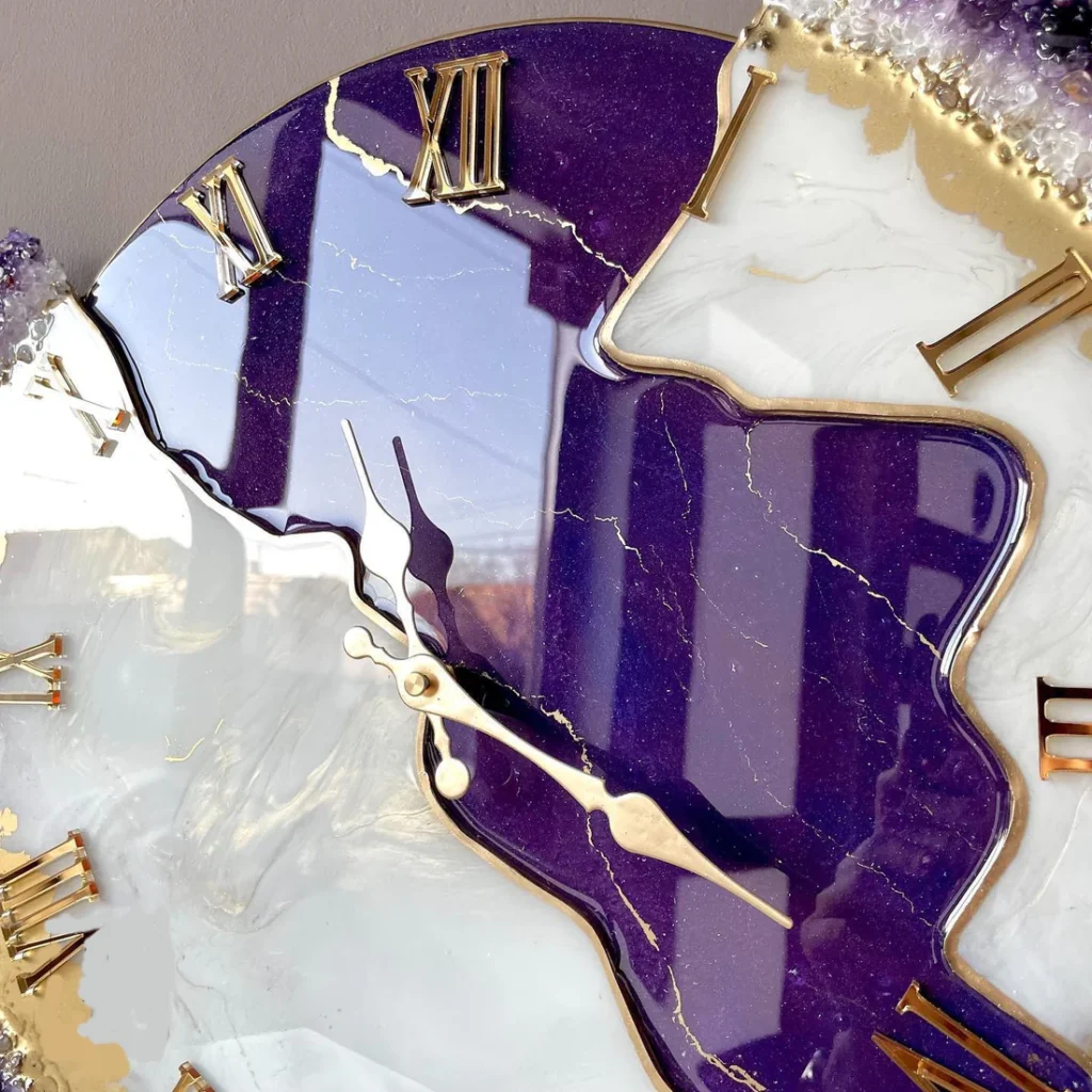 Purple Orchid – Luxury Resin Wall Clock - Image 4