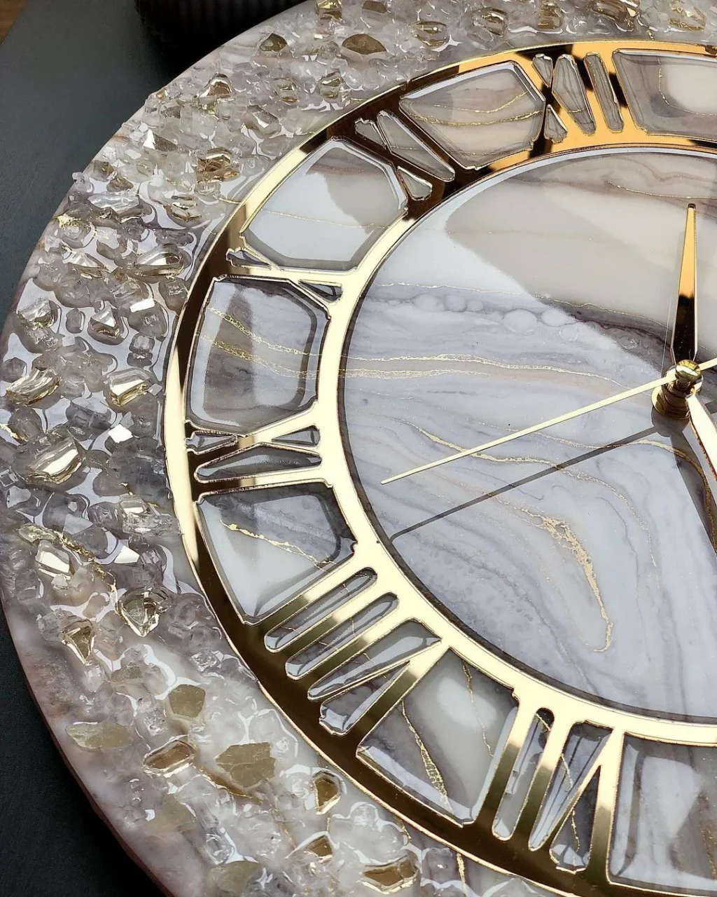 Sunlit Marble – Handcrafted Resin Luxe Wall Clock - Image 4