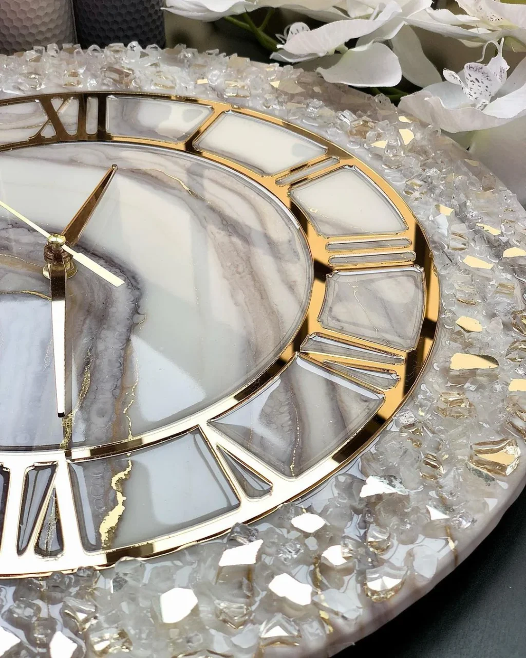 Sunlit Marble – Handcrafted Resin Luxe Wall Clock - Image 5
