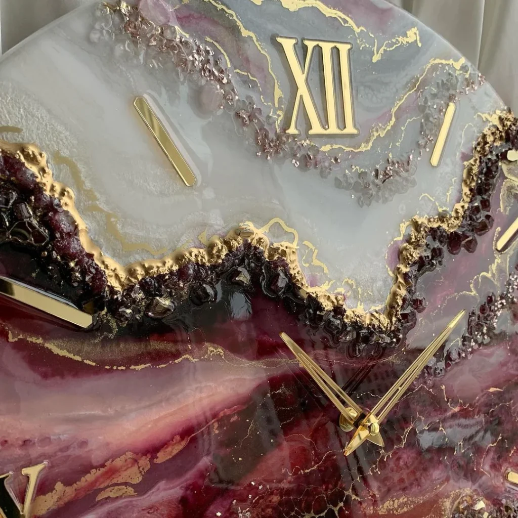 Rosé Stone Harmony – Handcrafted Resin Wall Clock - Image 4