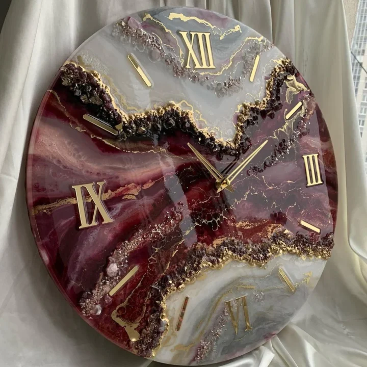 Rosé Stone Harmony – Handcrafted Resin Wall Clock