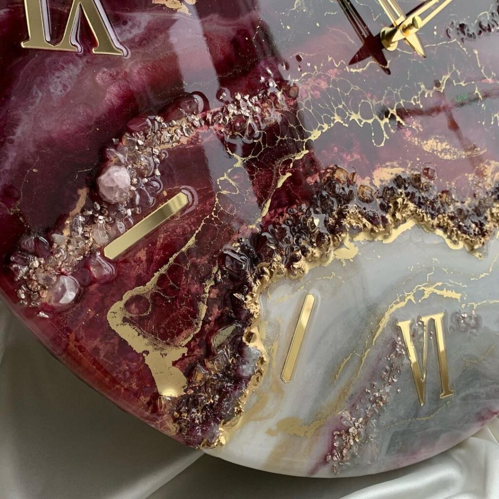Rosé Stone Harmony – Handcrafted Resin Wall Clock - Image 6