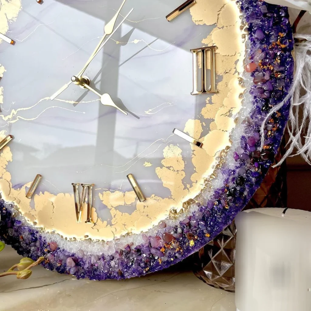 Lavender Gem Glow – Premium Resin Wall Clock - Image 3