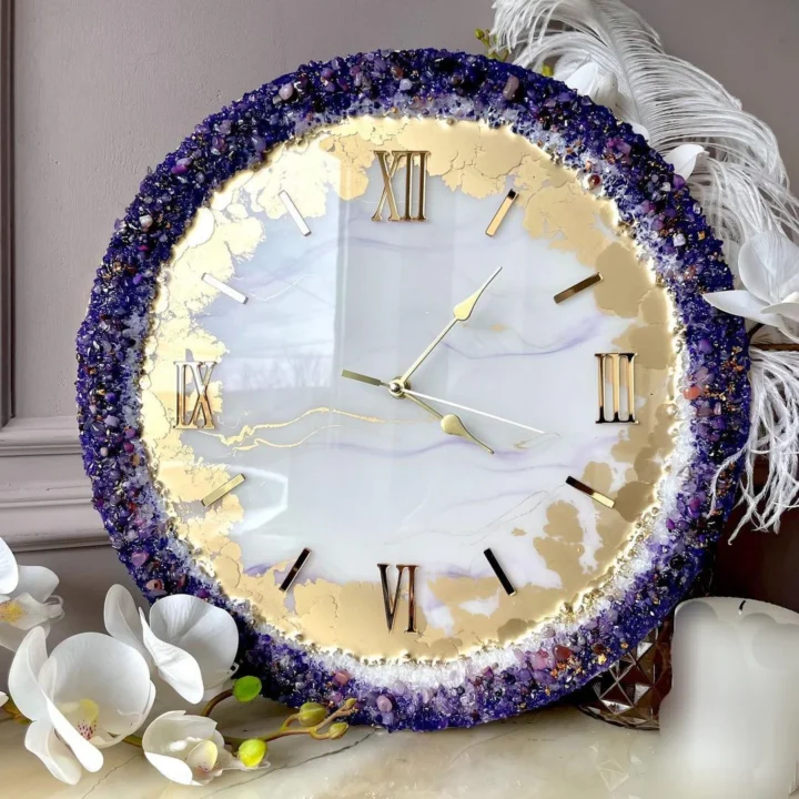 Lavender Gem Glow – Premium Resin Wall Clock