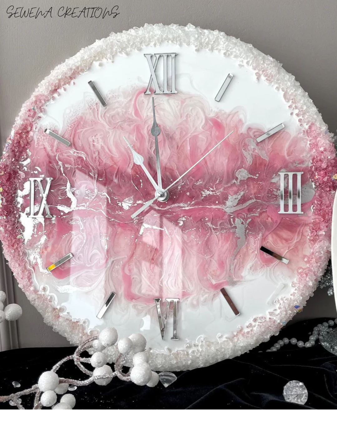 Rose Mist Delight – The Luxury Resin Clock